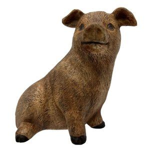 VTG Ceramic Pig Full Body Seated Or Wall Hanging Country Farm 5” Hand Made 1996